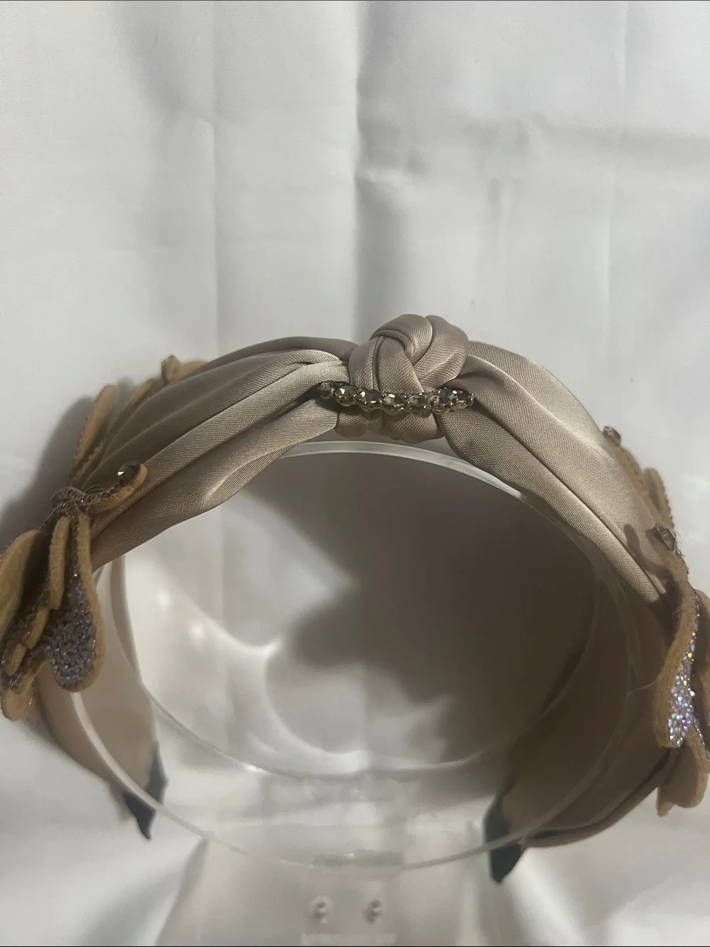 Embellished Butterfly Headband in Champagne Rhinestones